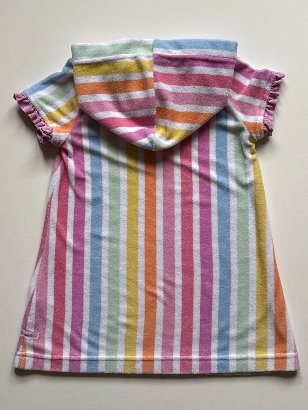 RuffleButts Girls Rainbow Dream Stripe Ruffle Terry Cover-Up - Size 3T
